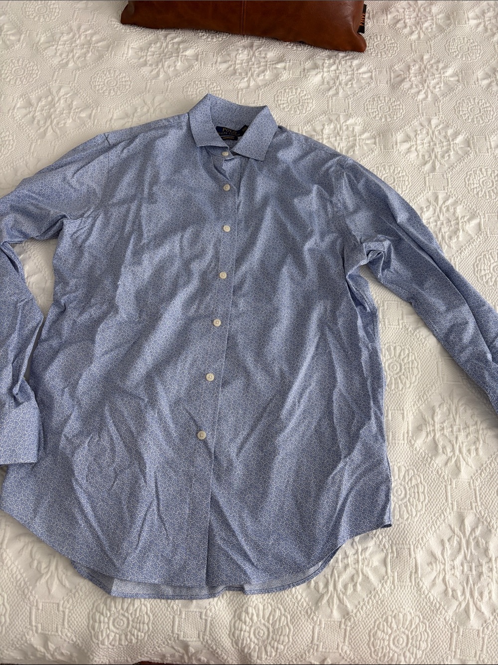 Polo by Ralph Lauren Light Blue Micro-Print Dress Shirt